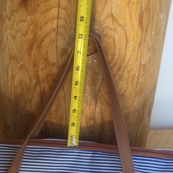 NWT Jessica Simpson Navy Striped With Brown Breton Weekender - Picture 5 of 16